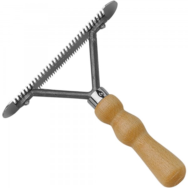 SPRENGER Kratzer mit Holzgriff 2-seitig gezahnt, Maße 150 x 35 mm